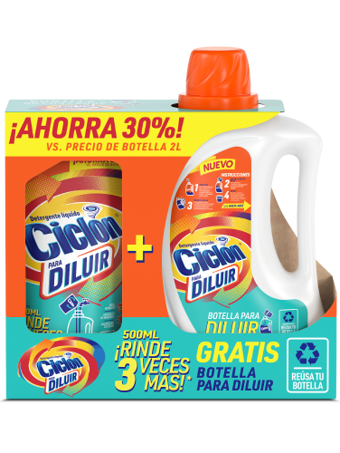 Detergente Líquido Onpack Ciclón Para Diluir 500ml + Botella 2L
